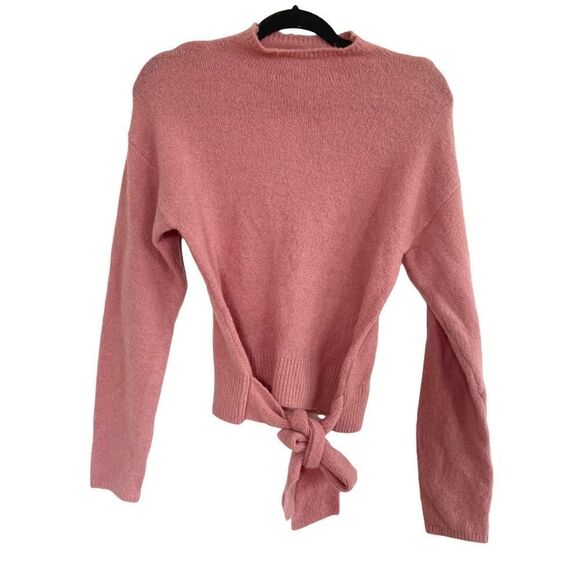 Wayf Nordstrom Mock Neck Tie Front Sweater Pink XS NWT - Picture 2 of 6